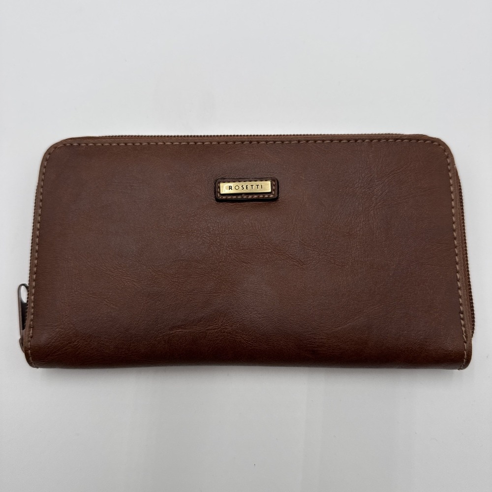 Rosetti Perfect Brown Wallet Faux Leather Zip Around Women's Wallet Clutch NWOT